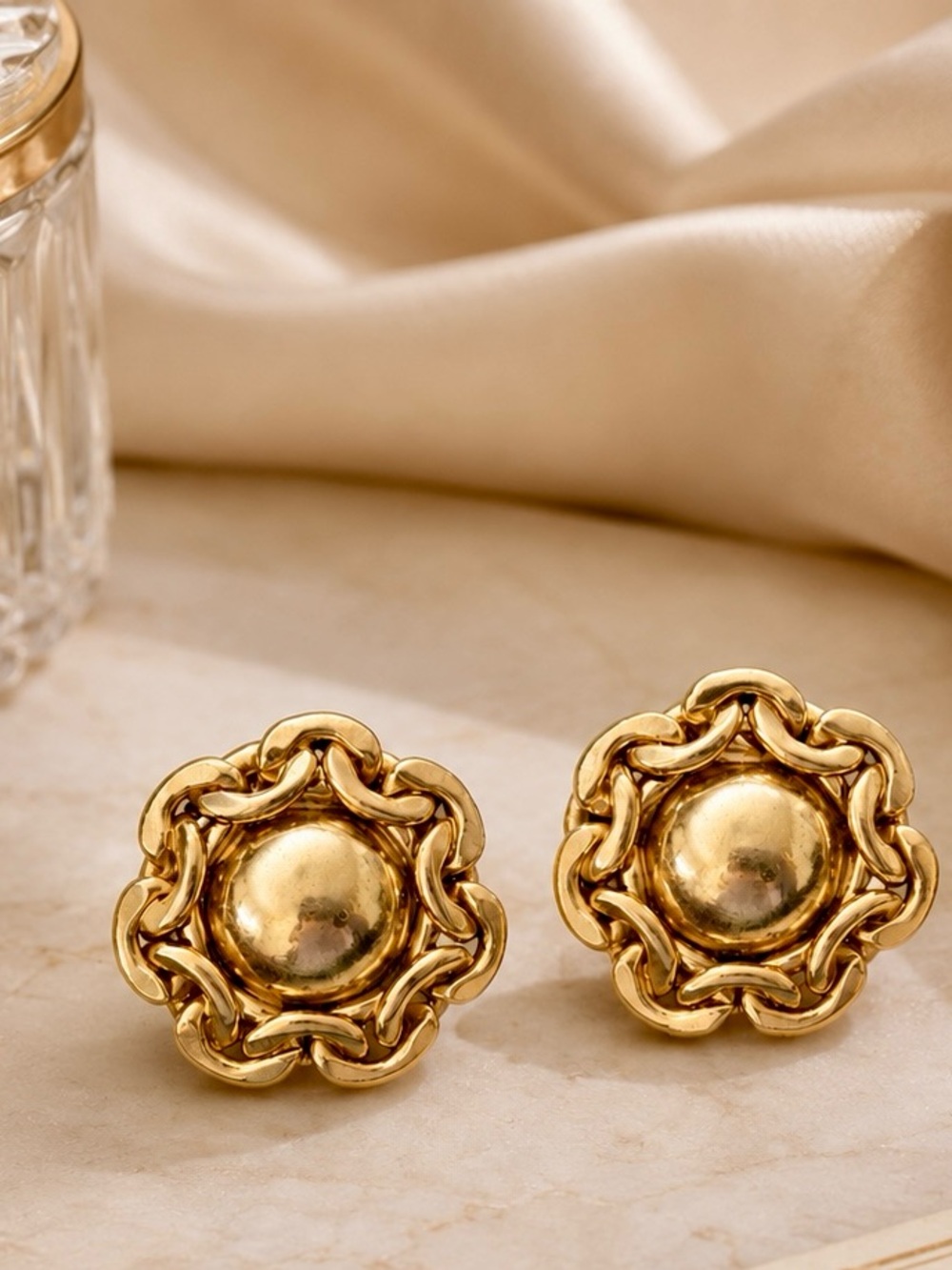 Vintage 1990’s Bergere Gold Tone Round Clip-On Earrings